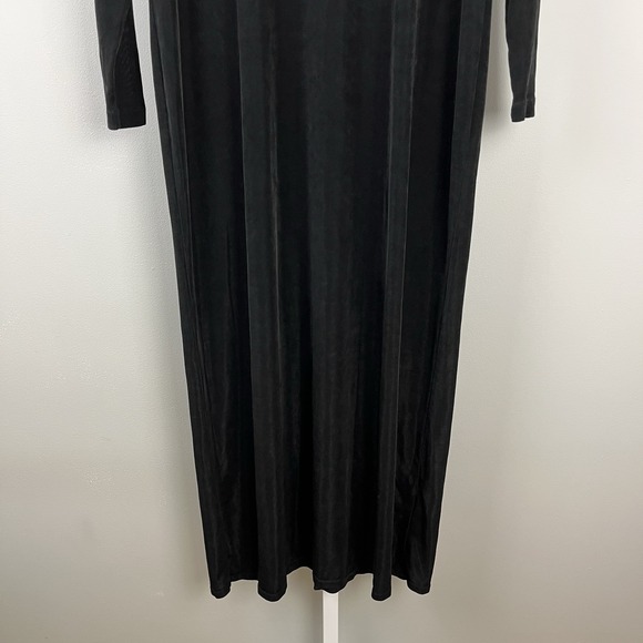 AHNI Handmade Maxi Dress Womens Size 2 14/16 Black Slinky Long Sleeve - Picture 3 of 7